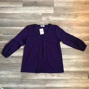 Bassini Purple V Neck Top sz 16 NEW with Tags